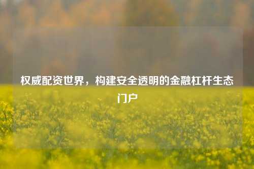 权威配资世界，构建安全透明的金融杠杆生态门户