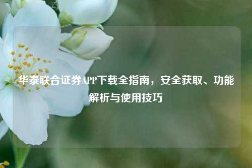华泰联合证券APP下载全指南，安全获取、功能解析与使用技巧