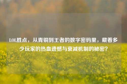LOL胜点,从青铜到王者的数字密码里,藏着多少玩家的热血遗憾与衰减机制的秘密?