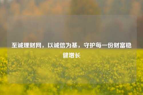 至诚理财网,以诚信为基,守护每一份财富稳健增长