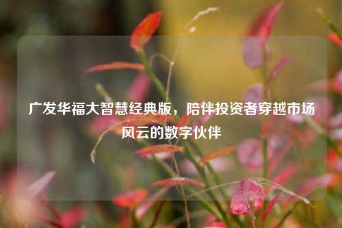 广发华福大智慧经典版，陪伴投资者穿越市场风云的数字伙伴