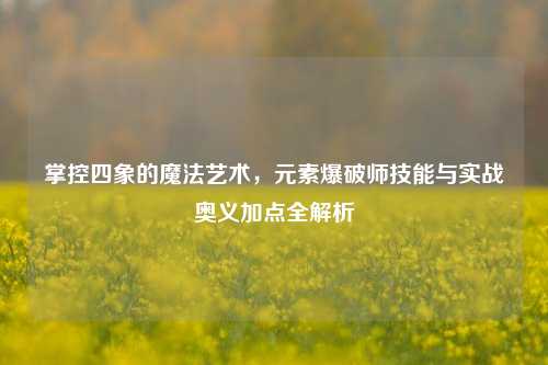 掌控四象的魔法艺术,元素爆破师技能与实战奥义加点全解析