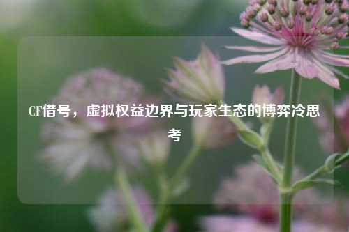 CF借号,虚拟权益边界与玩家生态的博弈冷思考