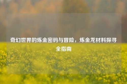 奇幻世界的炼金密码与冒险,炼金龙材料探寻全指南