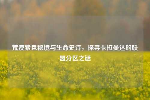 荒漠紫色秘境与生命史诗,探寻卡拉曼达的联盟分区之谜