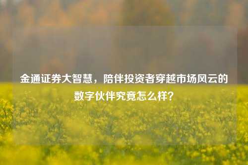 金通证券大智慧,陪伴投资者穿越市场风云的数字伙伴究竟怎么样?
