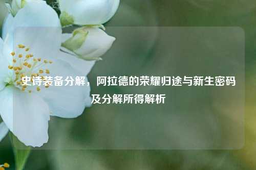 史诗装备分解,阿拉德的荣耀归途与新生密码及分解所得解析