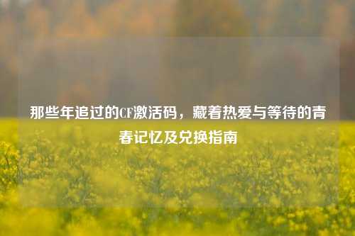 那些年追过的CF激活码,藏着热爱与等待的青春记忆及兑换指南